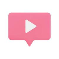 player pink speech bubble cyberspace alert media content live streaming 3d icon vector