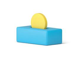 Tip box donation golden coin service financial feedback thanks cash money container 3d icon vector
