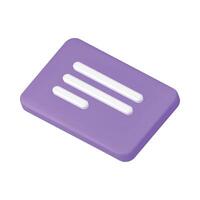 Chat text message blank web page dialogue rectangle isometric purple 3d icon realistic vector