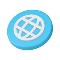 Internet browser web page global connection blue circle button isometric 3d icon realistic vector