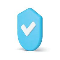 Cyberspace data protection technology antivirus checkmark shield isometric 3d icon realistic vector