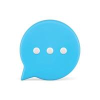 Chat box speech bubble thinking balloon blue 3d icon web message realistic illustration vector