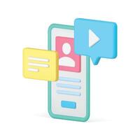 Social media network communication smartphone application display isometric 3d icon vector