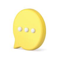 Yellow speech bubble cyberspace message chat box communication isometric 3d icon realistic vector