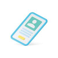 Smartphone personal account user interface mobile phone screen isometric 3d icon realistic vector