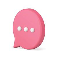 Pink speech bubble web dialogue mind expression chat box 3d icon realistic illustration vector