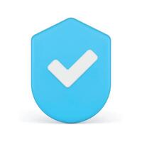 Guard protection cyberspace data information checkmark shield 3d icon realistic illustration vector