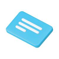 Cyberspace chat message blank page communication dialogue blue 3d icon realistic vector