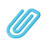 Paper clip wire paperwork note reminder document attaching blue isometric 3d icon realistic vector