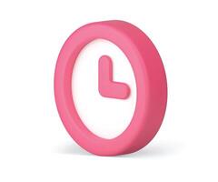 Time counter hour minute measure stopwatch countdown pink isometric 3d icon realistic vector
