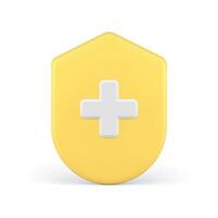 Insurance pharmacy immune system protection healthcare medical cross shield 3d icon realistic vector