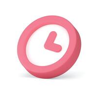 Timer countdown watch alarm clock circle pink badge isometric 3d icon realistic illustration vector