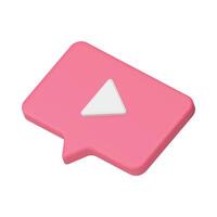 Multimedia content pink play button digital broadcast service 3d icon realistic vector