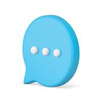 Blue dialogue chat box speech bubble web message isometric 3d icon realistic illustration vector