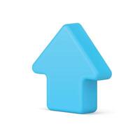 Up arrow upload upward blue isometric navigational pointer 3d icon realistic illustration vector