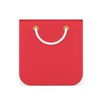 Shopping bag with handles red store shop boutique goods buying purchase 3d icon realistic vector