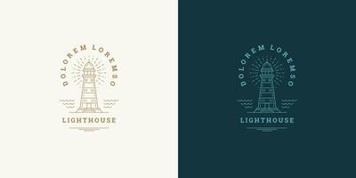 Lighthouse line symbol logo emblem design template illustration simple minimal linear style vector