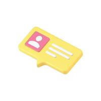 User identification personal account information yellow quick tips 3d icon realistic vector
