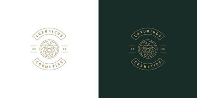 Lion head line symbol logo emblem design template illustration simple minimal linear style vector