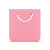 Pink paper shopping bag fashion boutique sale discount purchase package 3d icon realistic vector
