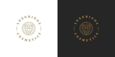 Lion head line symbol logo emblem design template illustration simple minimal linear style vector