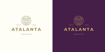 Lion head line symbol logo emblem design template illustration simple minimal linear style vector