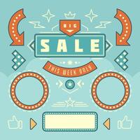 Retro American 1950s Sign Design Elements Set. vector