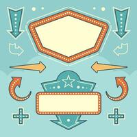 Retro American 1950s Sign Design Elements Set. vector