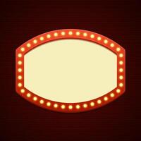 Retro Showtime Sign Design. Cinema Signage Light Bulbs Frame and Neon vector