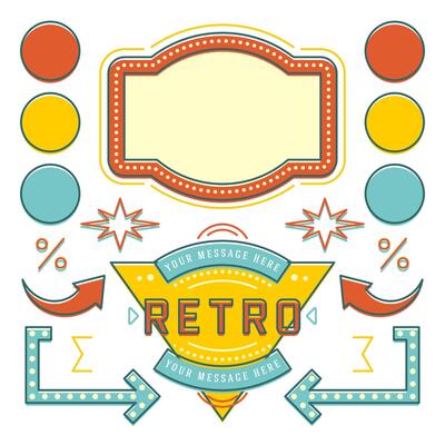 Retro American 1950s Sign Design Elements Set.