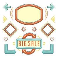 Retro American 1950s Sign Design Elements Set. vector