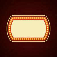 Retro Showtime Sign Design. Cinema Signage Light Bulbs Frame and Neon vector