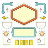 Retro American 1950s Sign Design Elements Set. Billboard Signage Light Bulbs vector