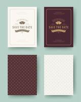 Wedding invitation save the date cards vintage typographic template design. vector