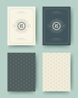 Wedding invitation save the date cards vintage typographic template design.