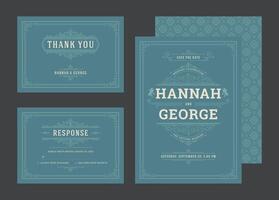 Set wedding invitations flourishes ornaments cards. vector
