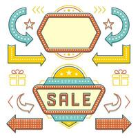 Retro American 1950s Sign Design Elements Set. vector