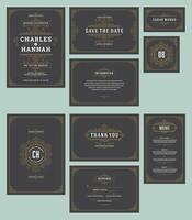 Set wedding invitations cards flourishes ornaments. vector