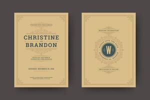 Wedding save the date invitation cards flourishes ornaments. vector