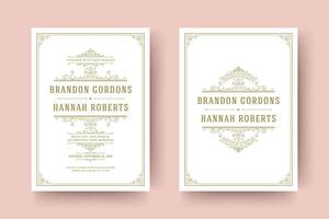 Wedding save the date invitation cards flourishes ornaments. vector