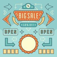 Retro American 1950s Sign Design Elements Set. vector