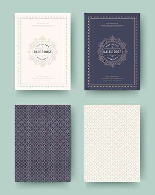 Wedding invitation save the date cards vintage typographic template design.