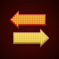 Retro Showtime Sign Design. Arrows Cinema Signage Light Bulbs. vector