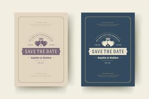 Wedding invitations save the date cards design illustration. vector