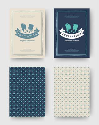 Wedding invitation save the date cards vintage typographic template design.