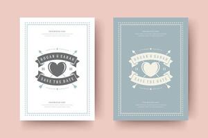 Wedding invitations save the date cards design illustration. vector