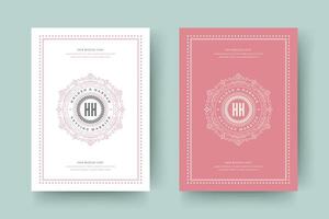 Wedding save the date invitation cards flourishes ornaments. vector