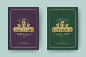 Wedding save the date invitation card illustration. vector