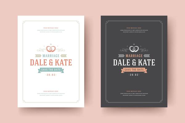 Wedding save the date invitation card illustration.