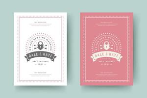 Wedding save the date invitation card illustration. vector